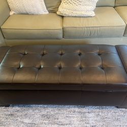 Storage Ottoman Faux Leather Brown