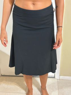 Merona Black Flared Panel Midi Skirt Size 6 - Wool Blend Back Zip A-Line
