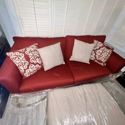 Red Sofa & Ottoman