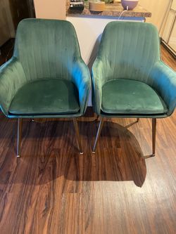 Set of 2 Teal Velvet Accent Chairs