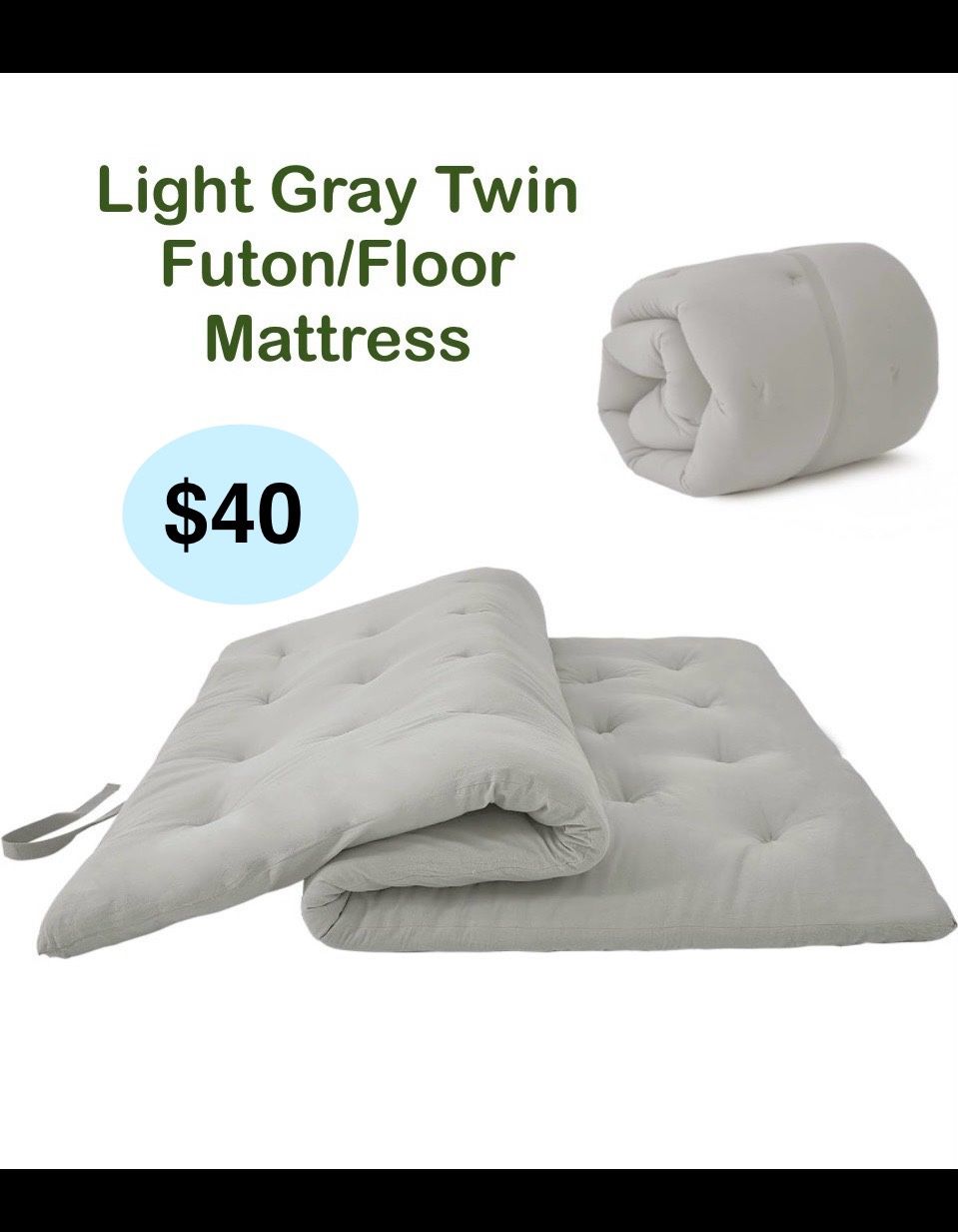Twin Size Gray Tatami Mattress,Foldable Sleeping Pad,Portable Dormitory Tatami Mat,Roll Up Floor Lounger Bed for Adult (Light Grey) Size Twin (80"L x