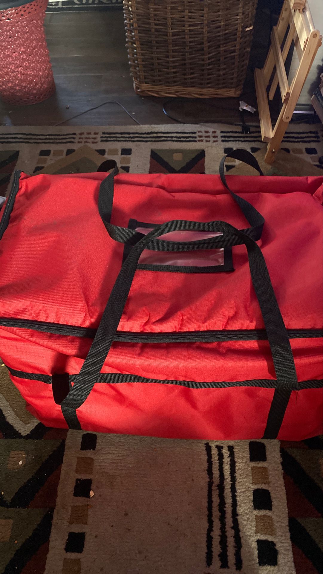 Insulated Leakproof Cooler Bag / Soft Cooler, Red Nylon, 22" x 13" x 14"