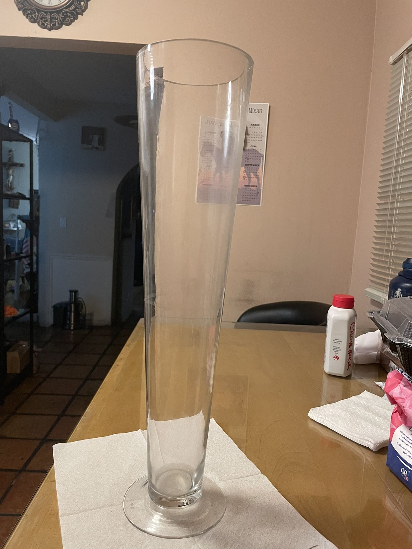 Tall glass vase