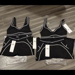 Alo Yoga Black White Piping Activewear Set Small New With Tags