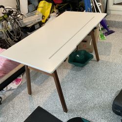 White Solid Wood Desk With Cords Organizer Great Condition!