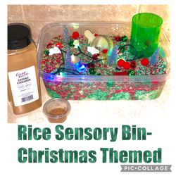 Rice Sensory Bin-Christmas Themed