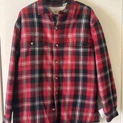 Red Head Sherpa Lined Plaid Red And Black Size L