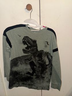 Children's Place Dinosaur Long Sleeve T-Shirt (L 10-12) Light Green & Black