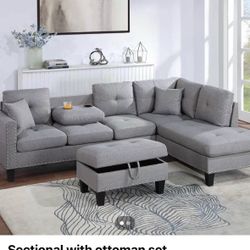 Sectional With Ottoman Set 