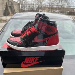 Air Jordan 1 Retro High OG “Patent Bred” Size 10.5 Men’s – Slightly Worn – Black/Red