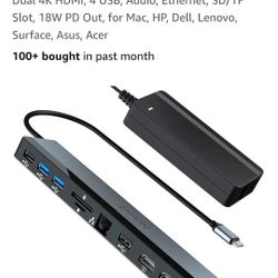 USBC Docking Station With Dual Monitor With Power Adapter