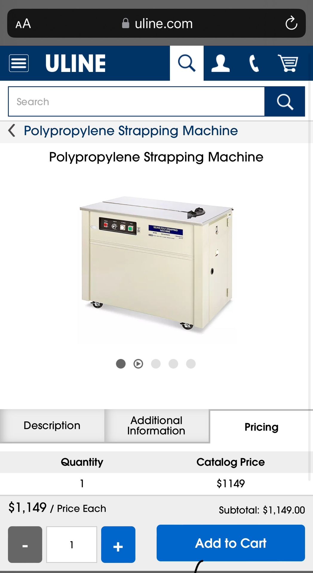 Uline Strapping Machine