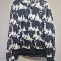 WeSC Men's Tie Dye Fleece Hoodie in black and white. 