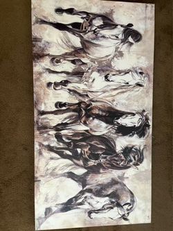 Large Running Horses Abstract Canvas Wall Art