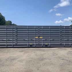 40′ x 8′ x 9.5′ Tall –  Used High Cube OPEN SIDE Shipping/Storage Container Grey