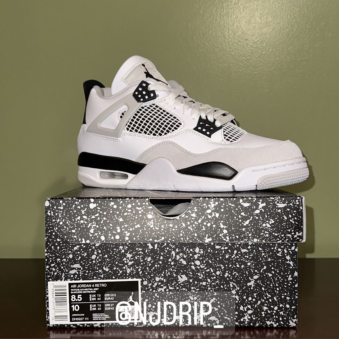 Nike Air Jordan Military Black 4’s Size 8.5