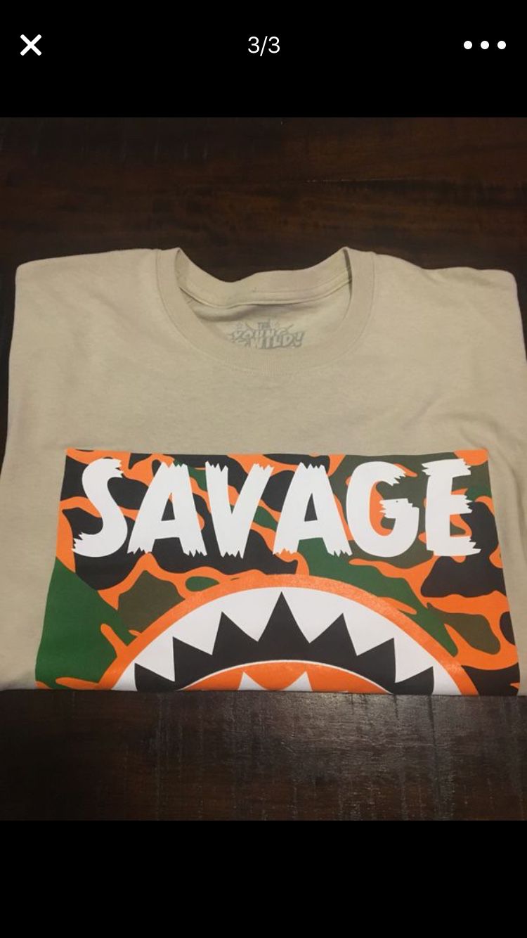 SAVAGE VIBES BAPE SHARK MOUTH DESIGN T-SHIRT for Sale in Homestead, FL -  OfferUp