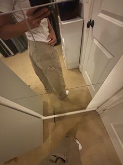 Carhartt men’s/women’s Tan baggy Cargo Pants with Utility Pockets Sz 32 x 30