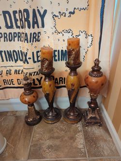 Antique Amber Candle Set