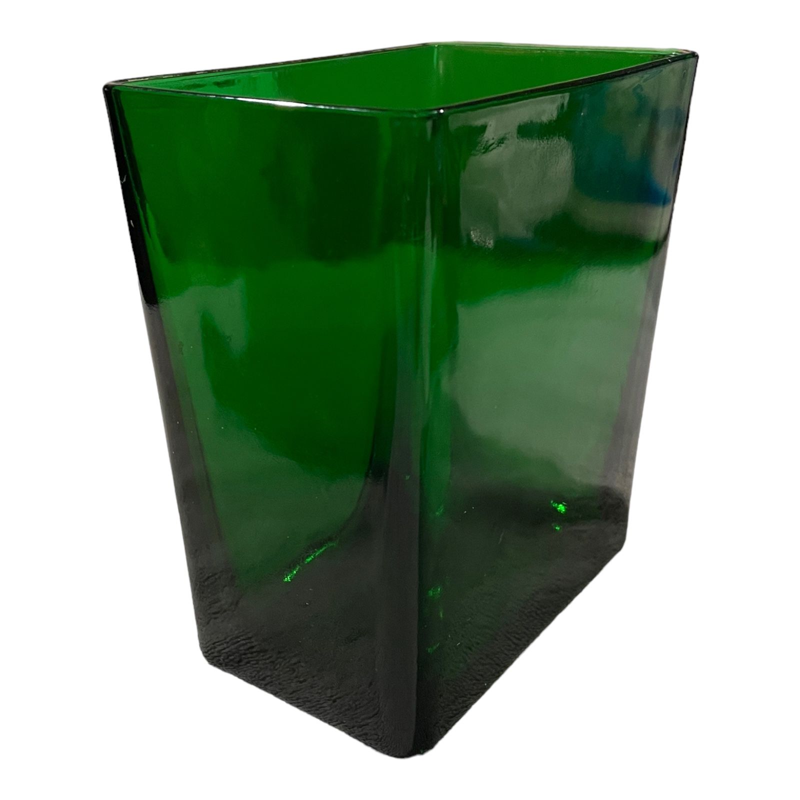 Vintage Napco Green Glass #1166 Vase Cleveland USA 6 1/4” H x 5 5/8” W x 3 5/8”
