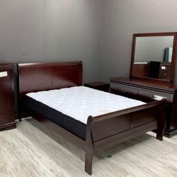 Louis Philip Cherry Sleigh Bedroom Set