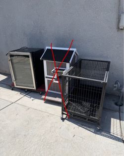 Small fridge ,dog  cage $100