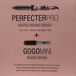 Calista PerfecterPro Heated Round Brush + GoGo Mini Brush (Rose White) .50”