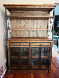 Hutch cabinet buffet storage and lamp