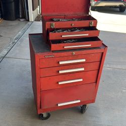 Old Kennedy Toolbox W/ Lots Of Combination Wrenches
