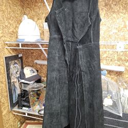 Black, Heavy Suede, Long Tailed Vest