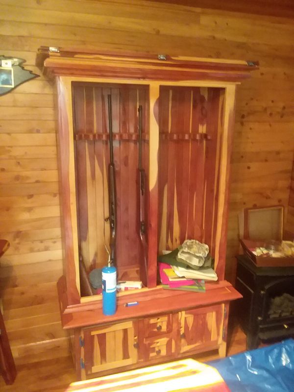 Hand Crafted Cedar Gun Cabinet Doors Are On The Top Can Be Hung In Hand Crafted Cedar Gun Cabinet Doors Are On The Top Can Be Hung In Place