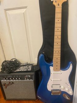 Yamaha PAC012 Pacifica Electric Guitar - Metallic Blue plus amplifier