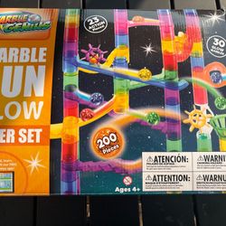 Marble Genius Glow Marble Run Set- 200 pcs, Marble Maze + Chain Lift