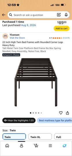 High twin bed frame