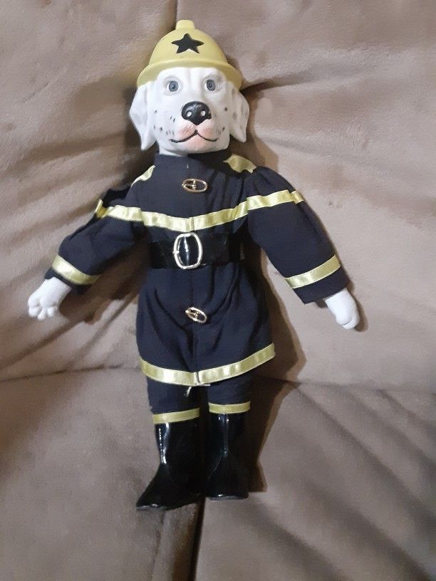 Dalmatian Fireman Dog Doll 1994 Heritage Mint Porcelain Firefighter 15" Vintage