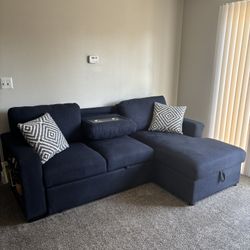 Blue Convertible Sofa