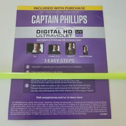 $4 DIGITAL HD MOVIE. CAPTAIN PHILLIPS. $4 OR TRADE FOR A MOVIE TITLE I DO NOT ALREADY OWN.