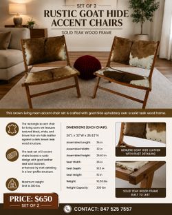 Rustic goat hide accent chairs