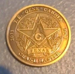 Masonic 2011 Grand Master Texas Carnes Coin Used Collectible