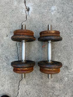 Vintage Adjustable Dumbbell Set – York & Bollinger Cast Iron