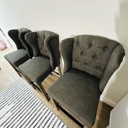 Elegant Upholstered Bar Stools (3)