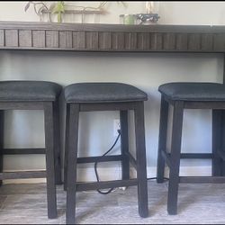 Oak Bar Table/ End Table With Usb Port