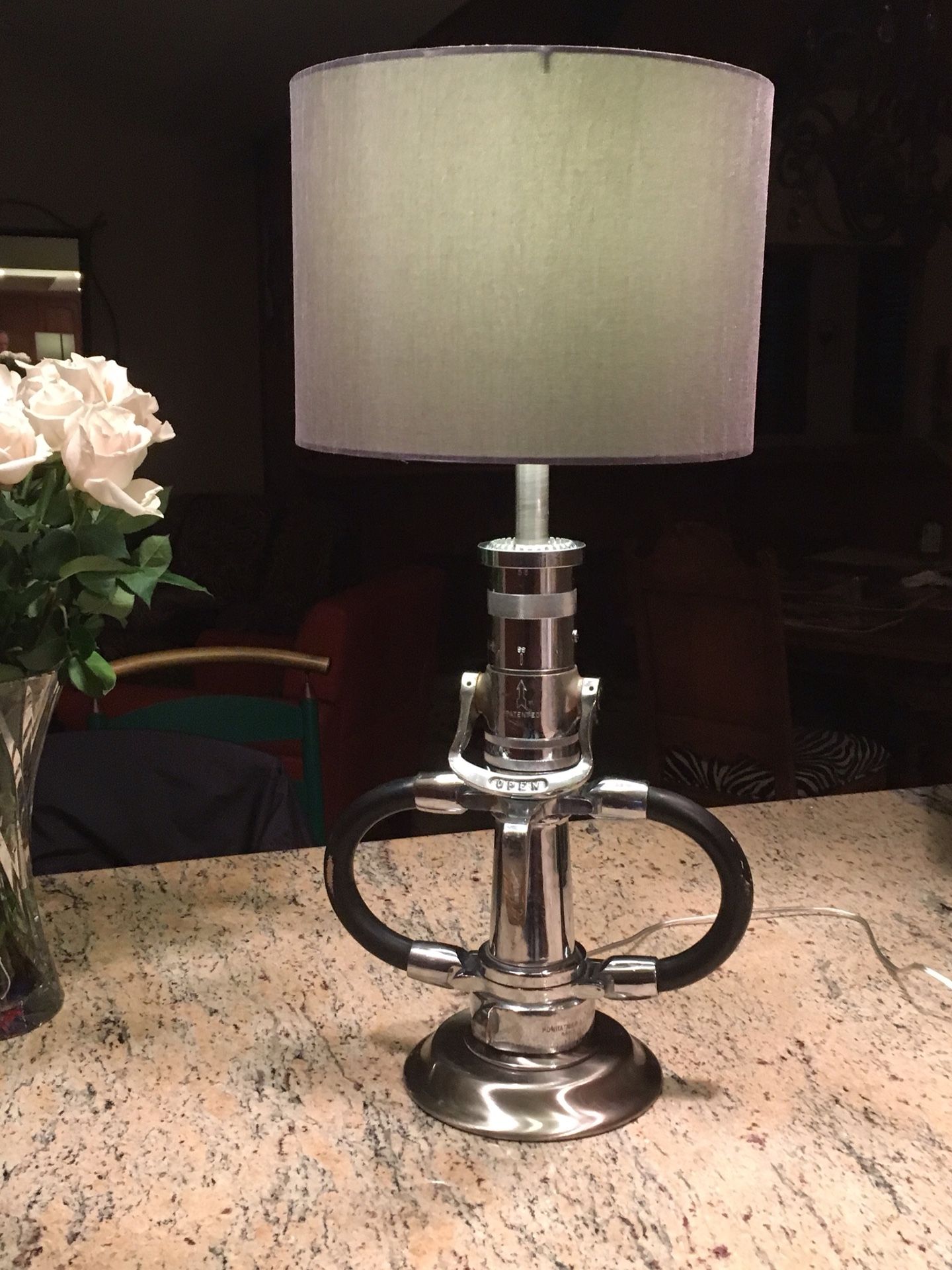 Antique crome 2 1-2 in. Fire nozzle lamp.
