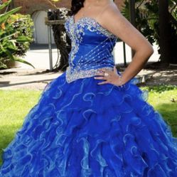 Quinceañera Royal Blue Dress Size Small Probably Size 10 