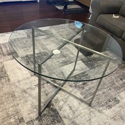 Round Glass Accent Sofa Table