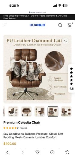 Leather office chair with leather pillow