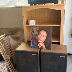 Audio Technica Record Player, Stereo, & Standing Speakers