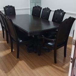 Furniture Dining Table, Finishing Wood Include Chairs