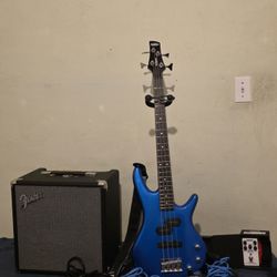 Ibanez Mikro Bass, Stand, Fender Amp And MXR Pedal For Sale.