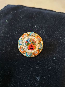 Vintage Italian Micro Mosiac Floral Brooch